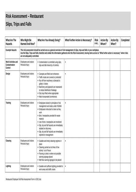 FREE 4+ Restaurant Risk Assessment Forms in PDF MS Word