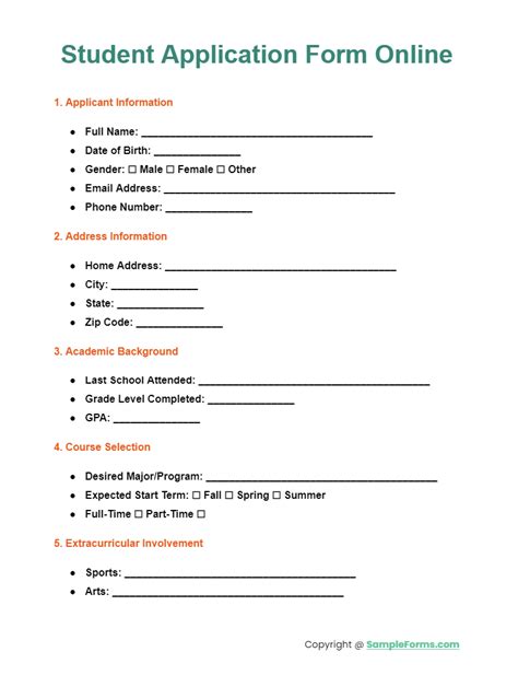 FREE 44+ Student Application Form Samples, PDF, MS Word, Google Docs, Excel