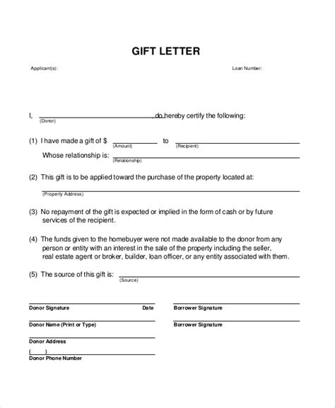 FREE 45+ Sample Gift Letter Templates in PDF MS Word Pages Google