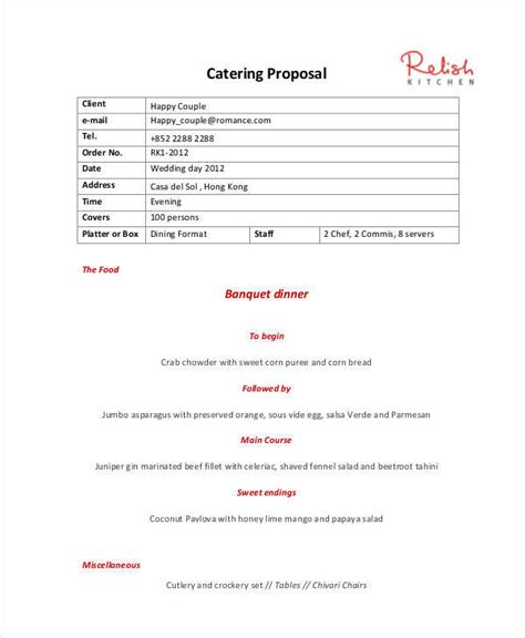 FREE 5+ Catering Proposal Templates in Google Docs MS Word Apple