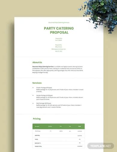 FREE 5+ Catering Proposal Templates in MS Word PDF Google Docs Pages