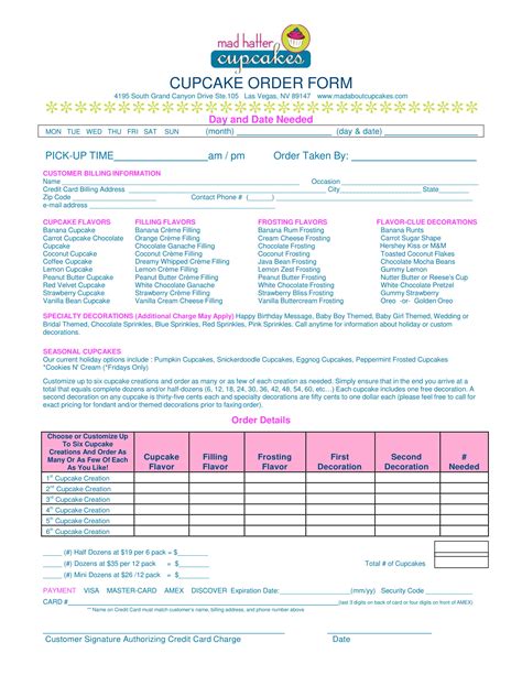 FREE 5+ Cupcake Order Forms in PDF MS Word