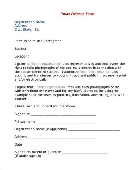 FREE 5+ Employee Photo Release Forms in PDF MS Word