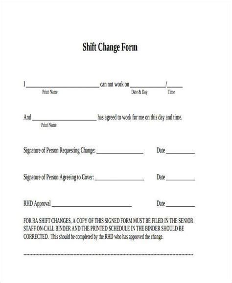 FREE 5+ Employee Shift Swap Forms in PDF MS Word