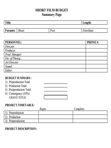 FREE 5+ Film Budget Form Samples in MS Word PDF