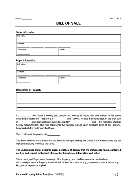 FREE 5+ General Personal Property Bill of Sale Forms in PDF MS Word