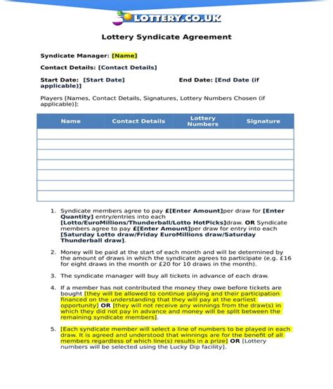 FREE 5+ Lottery Agreement Forms in PDF MS Word