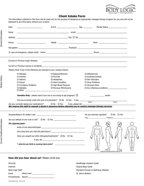 FREE 5+ Massage Intake Forms in PDF