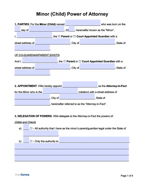 FREE 5+ Minor Child Power of Attorney Forms in PDF MS Word
