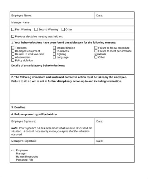 FREE 5+ Restaurant Employee WriteUp Forms in PDF