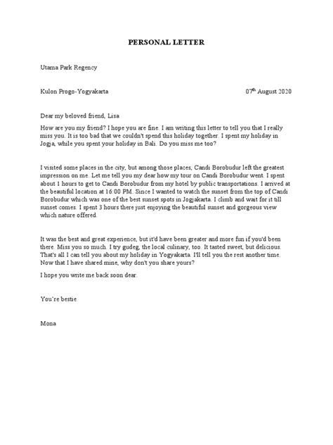 FREE 5+ Sample Personal Letters in PDF MS Word