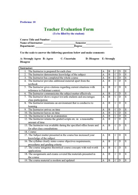 FREE 5+ Sample Teacher Evaluation Forms in PDF