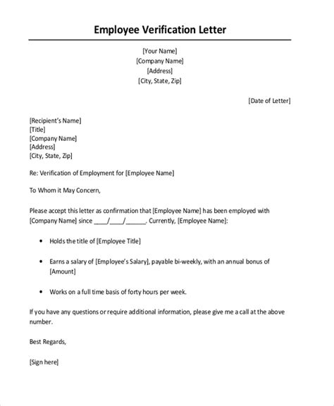 FREE 5+ Sample Verification Letter Templates in PDF