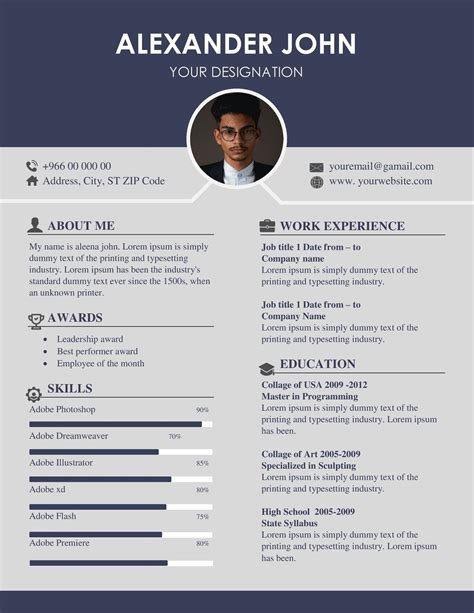 FREE 53+ Sample Resume Templates in PSD PDF MS Word