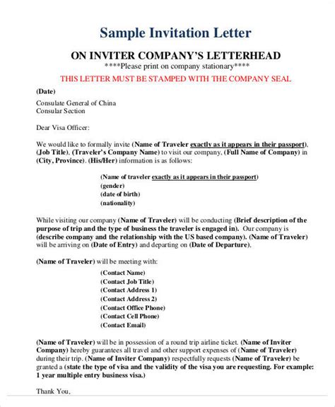 FREE 55+ Sample Invitation Letter Templates in PDF MS Word Apple