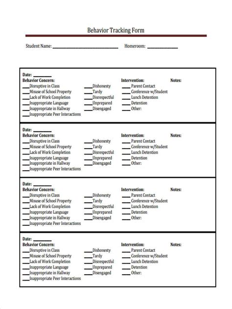FREE 6+ Behavior Tracking Forms in MS Word PDF