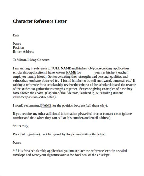 FREE 6+ Character Reference Letter Templates in PDF MS Word