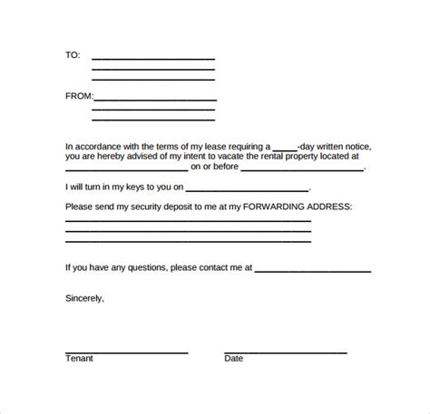 FREE 6+ Intent to Vacate Letterin MS Word PDF