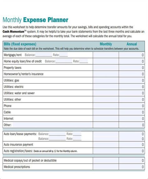 FREE 6+ Monthly Bill Planner Samples in MS Word PDF Excl