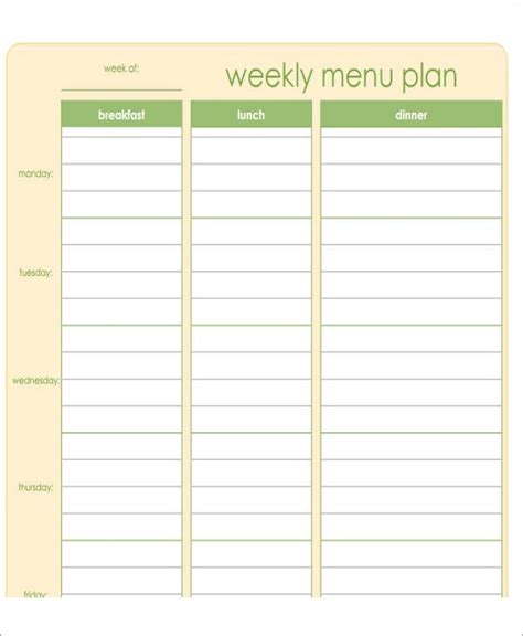 FREE 6+ Printable Menu Planner Samples in MS Word PDF