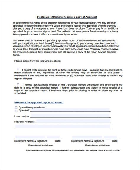 FREE 6+ Sample Appraisal Disclosure Forms in PDF