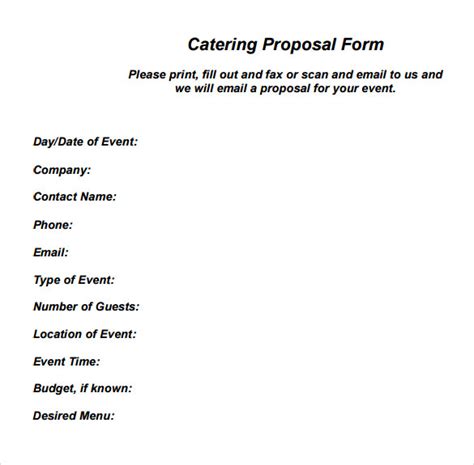 FREE 6+ Sample Catering Proposals in Google Docs MS Word Apple