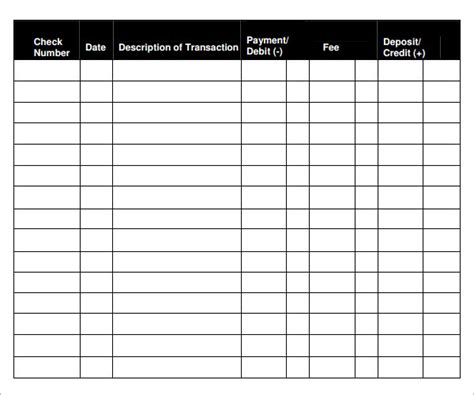 FREE 6+ Sample Check Register Templates in PDF MS Word