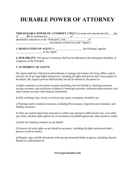 FREE 6+ Sample Durable Power of Attorney Forms in PDF MS Word