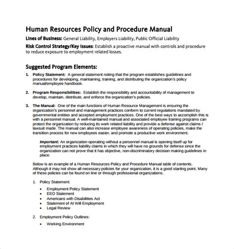 FREE 6+ Sample HR Manual Templates in PDF