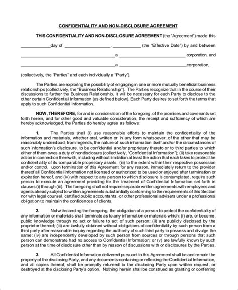 FREE 6+ Sample Non Disclosure Agreement Forms in PDF MS Word