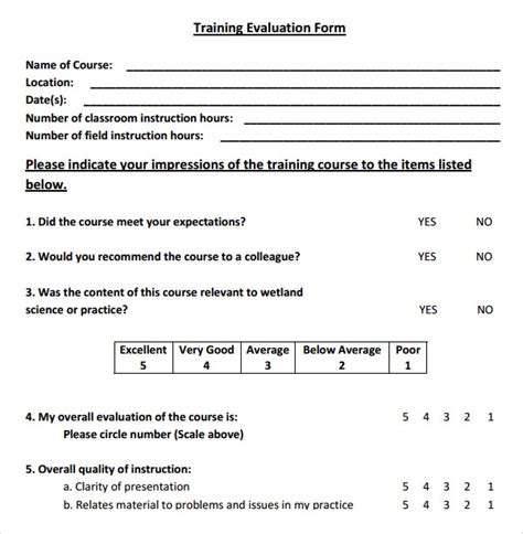 FREE 6+ Sample Training Evaluations in MS Word PDF