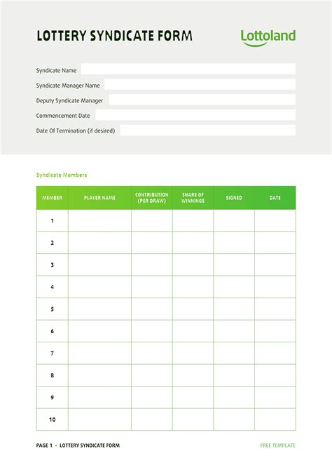 FREE 6+ Significance of Lottery Syndicate Forms in PDF MS Word