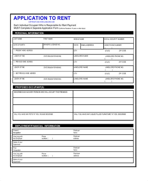 FREE 7+ Apartment Rental Application Forms in PDF MS Word