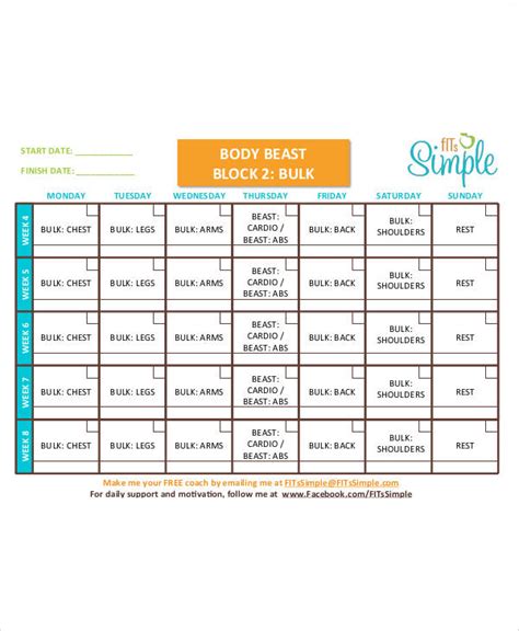 FREE 7+ Beast Workout Sheet Samples in MS Word PDF