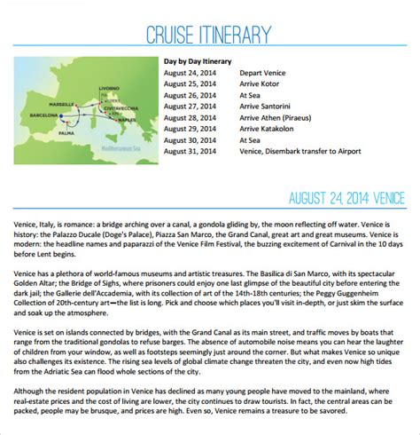 FREE 7+ Cruise Itinerary Samples in PDF MS Word