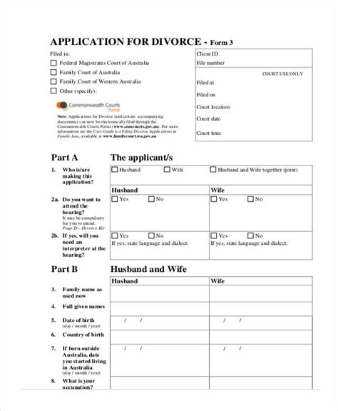FREE 7+ Divorce Application Forms in PDF MS Word
