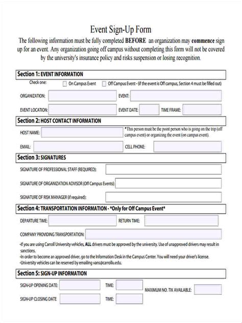 FREE 7+ Event Sign Up Forms in PDF