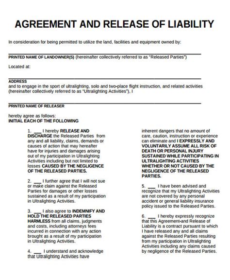 FREE 7+ General Release of Liability Form Samples in MS Word PDF