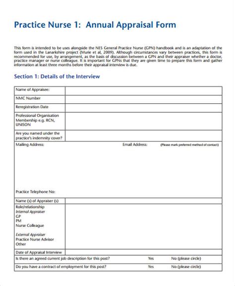 FREE 7+ Nurse Appraisal Forms in PDF MS Word