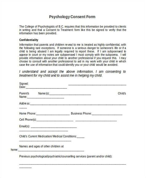 FREE 7+ Psychology Consent Forms in PDF
