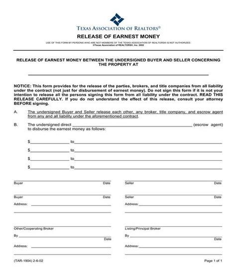 FREE 7+ Release of Earnest Money Forms in PDF