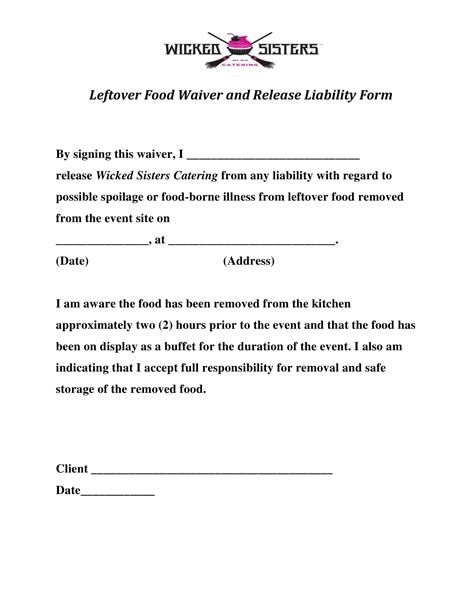 FREE 7+ Restaurant Waiver Forms in PDF MS Word
