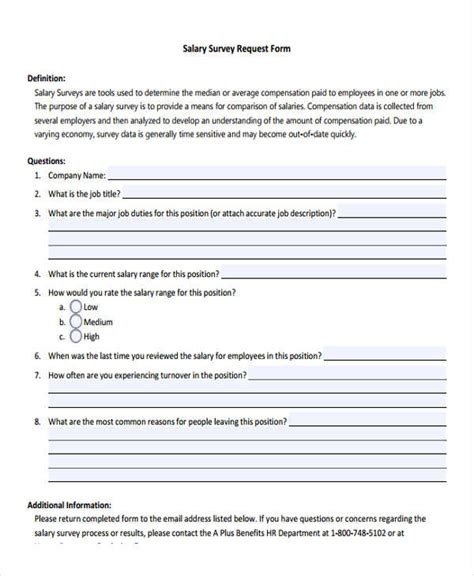 FREE 7+ Salary Survey Forms in PDF MS Word