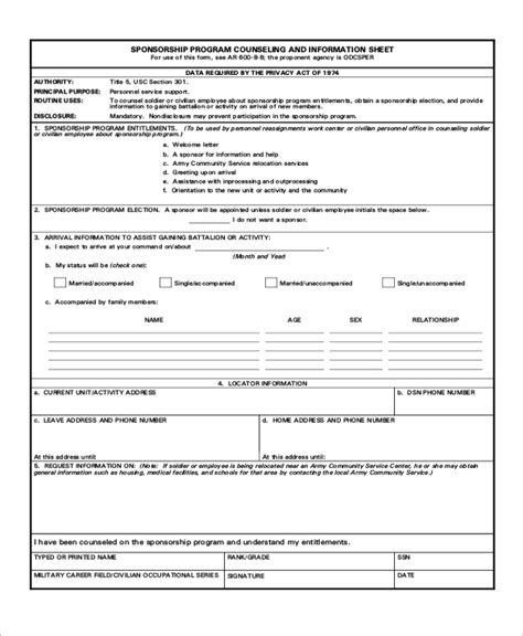 FREE 7+ Sample Army Counseling Forms in MS Word PDF