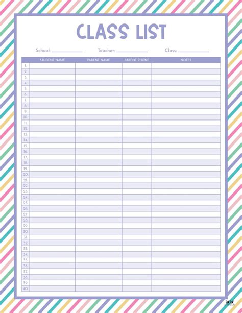 FREE 7+ Sample Class List Templates in PDF