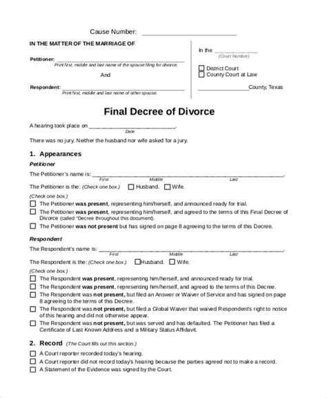 FREE 7+ Sample Divorce Forms in MS Word PDF in 2021 Divorce forms