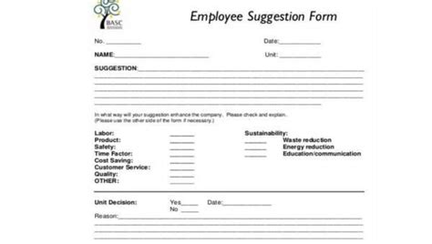 FREE 7+ Sample Employee Suggestion Forms in PDF MS Word