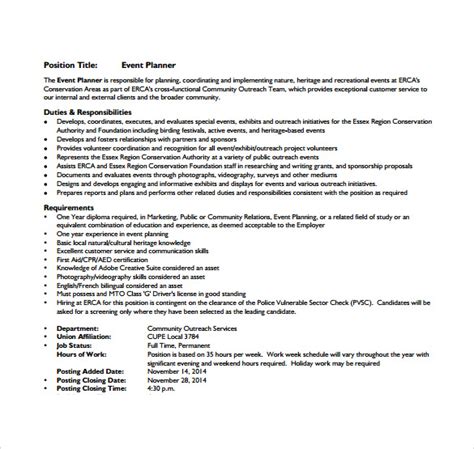FREE 7+ Sample Event Planner Resume Templates in PDF MS Word