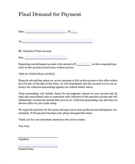 FREE 7+ Sample Final Notice Templates in PDF MS Word