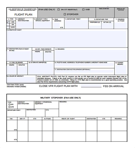 FREE 7+ Sample Flight Plan Templates in PDF MS Word
